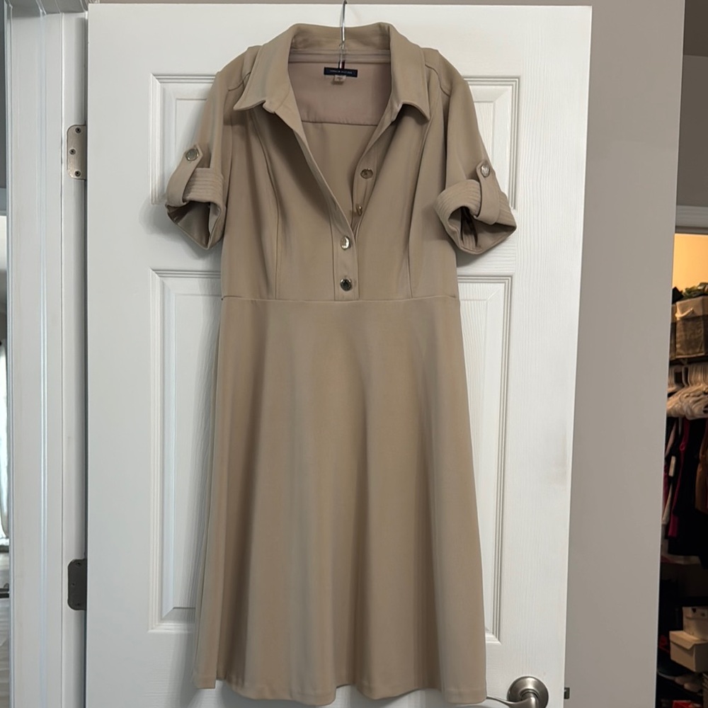 Tan Button-Up Dress